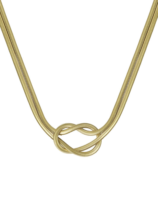 Collier en acier doré orne d'un noeud centrale