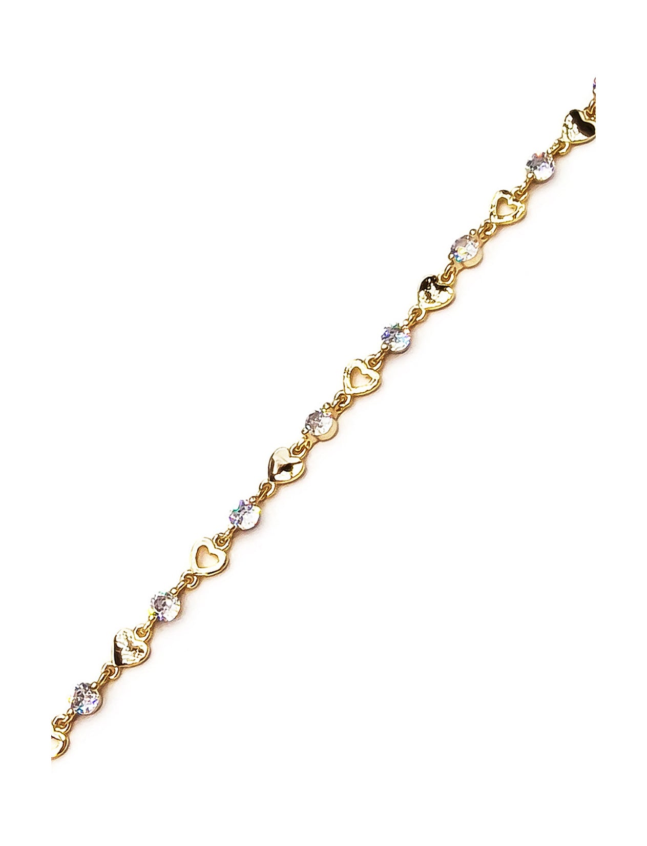 GOLD PLATED BRACELET WITH HEARTS AND STONES