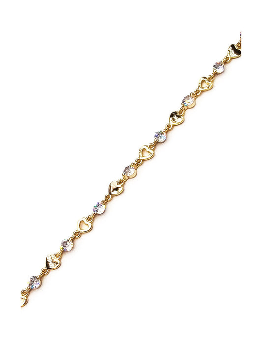 Vergulde armband met harten en stenen