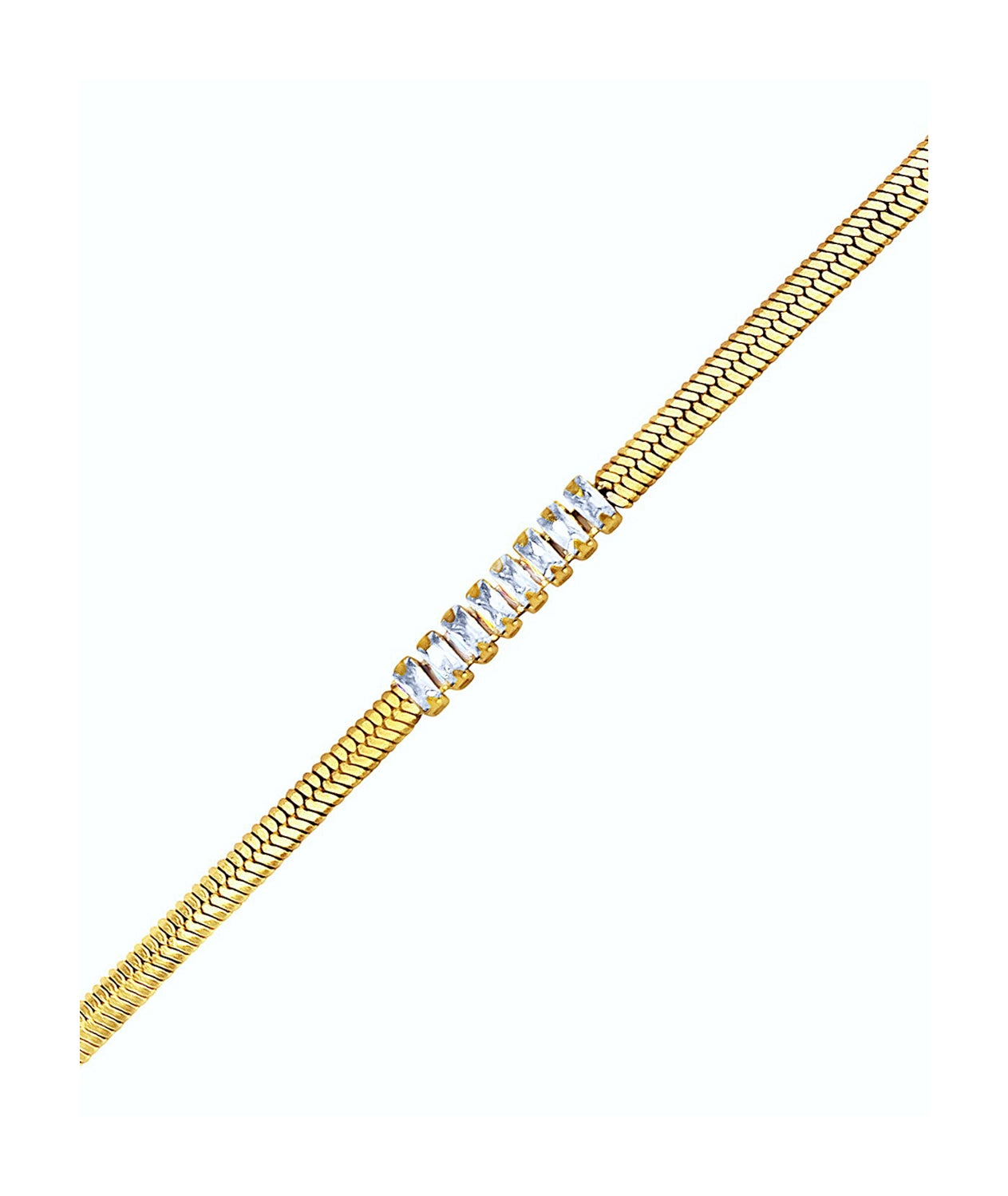 GOLD-PLATED STEEL FLAT MESH BRACELET WITH 8 STONES