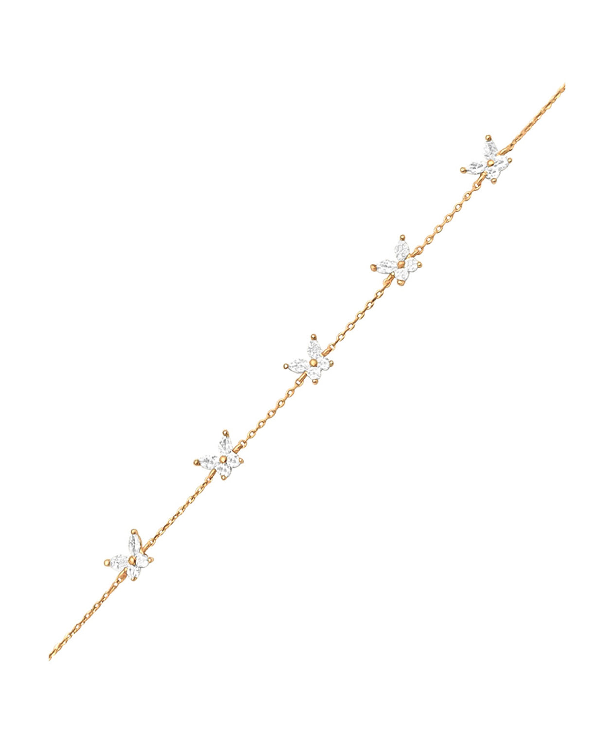GOLD-PLATED BRACELET WITH ZIRCONIUM BUTTERFLIES