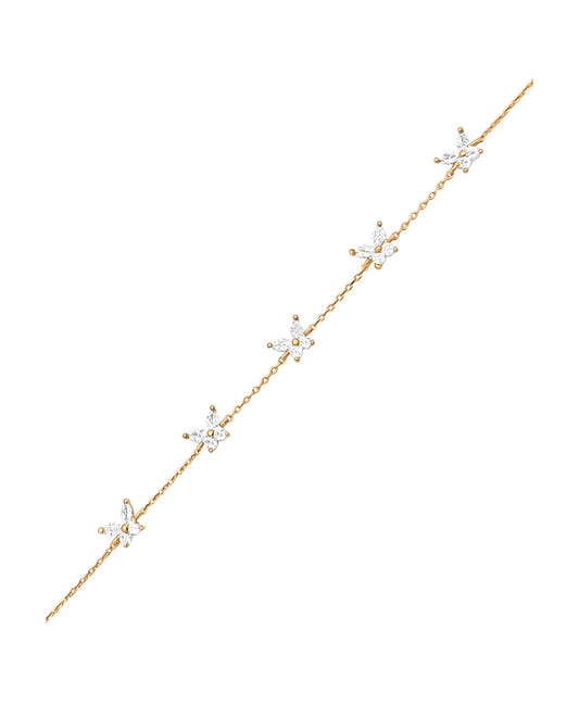Gold-plated bracelet with zirconium butterflies