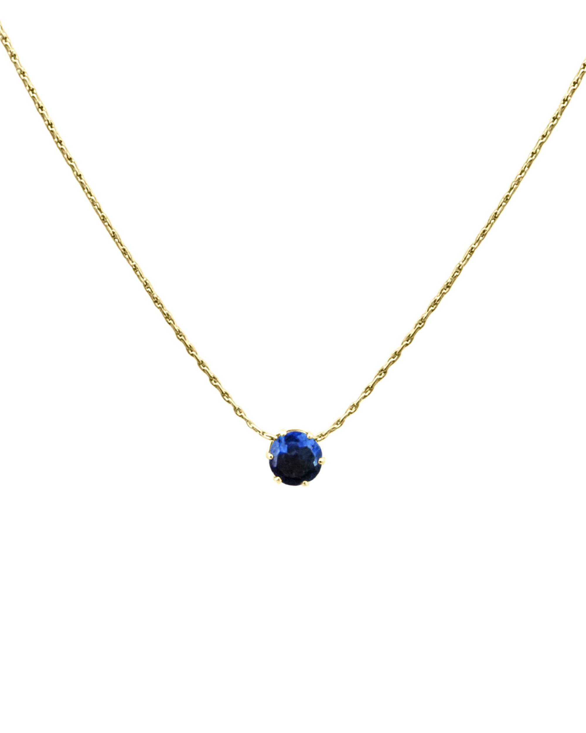 VERGULDE STALEN KETTING MET EEN SOLITAIRE SAFFIERHANGER