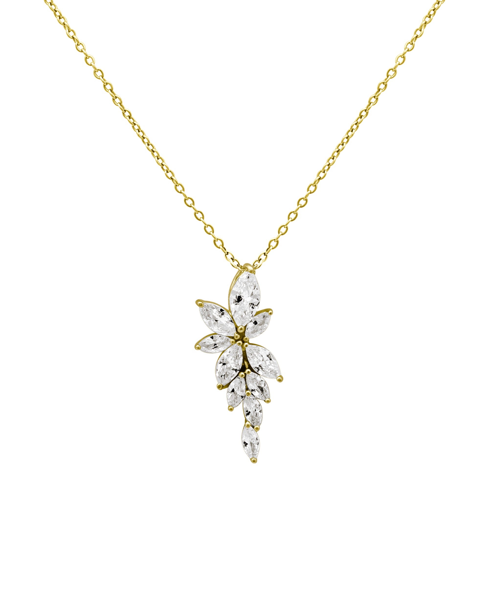 VERGULDE KETTING MET BLOEMMOTIEVEN EN ZIRKONIUM