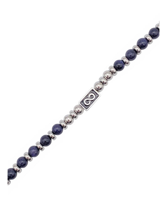 Stalen armband met blauwe agaten en infinity motief