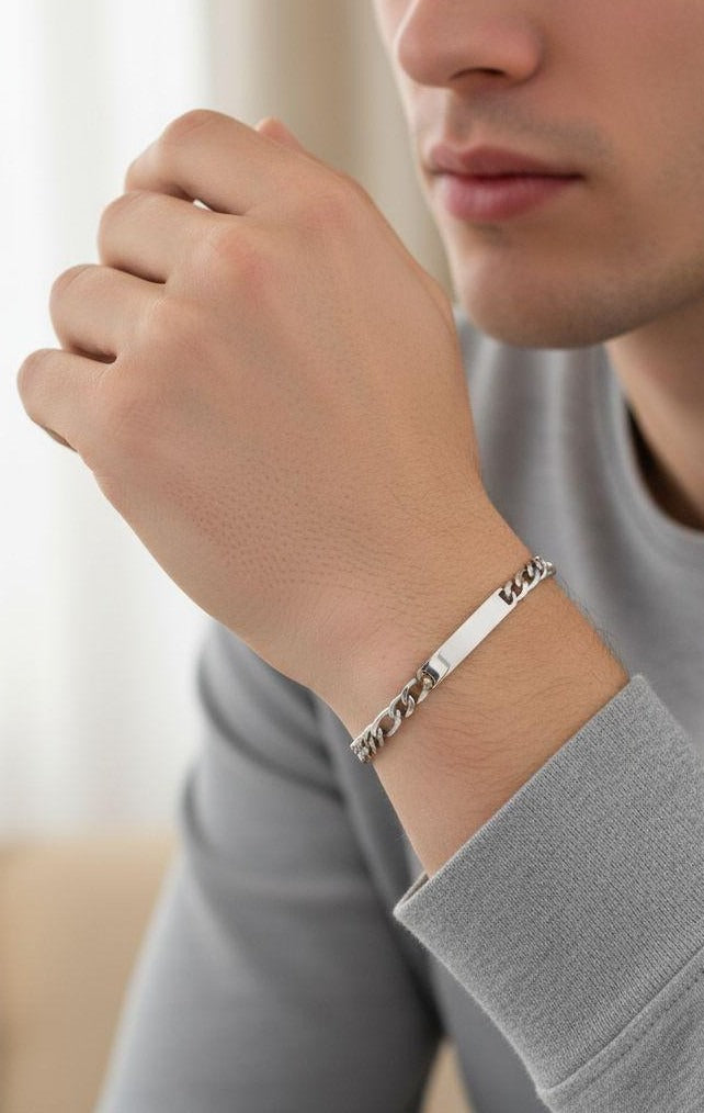 GOURMETTE EN ACIER MAILLE FIGARO 7,5 MM