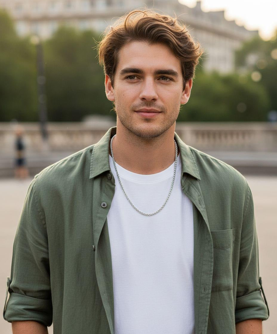 COLLIER EN ACIER MAILLE PALMIER