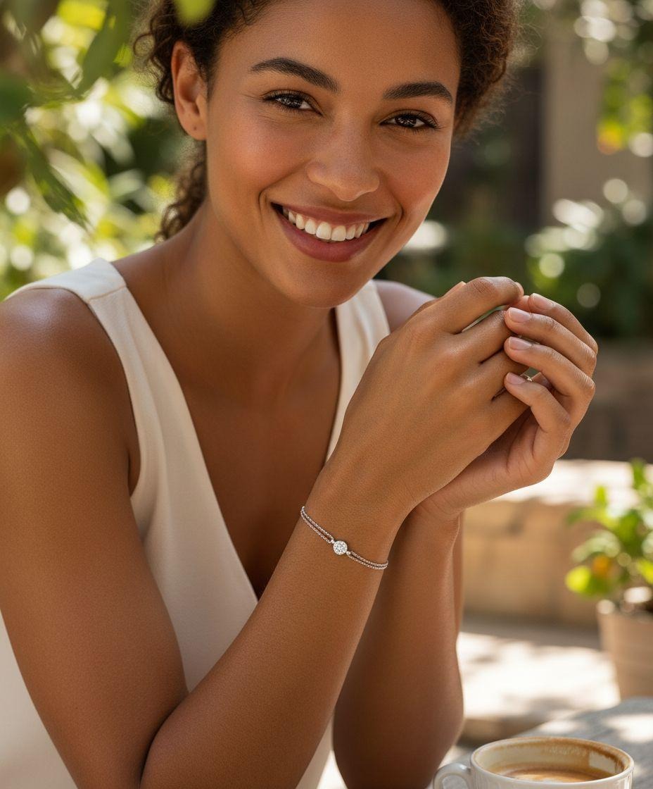 BRACELET EN ARGENT ROND AVEC STRASS BLANCS