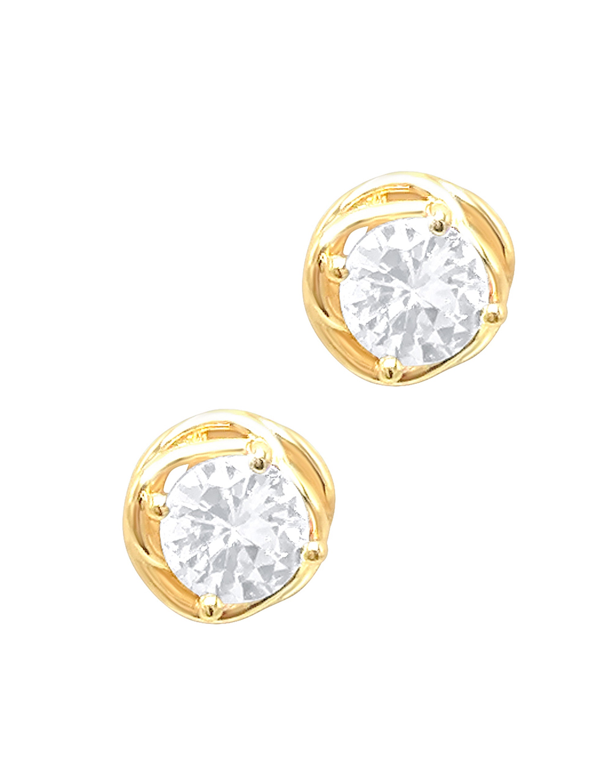 BOUCLES D'OREILLES EN PLAQUE OR SOLITAIRE ET FIL TORSADE