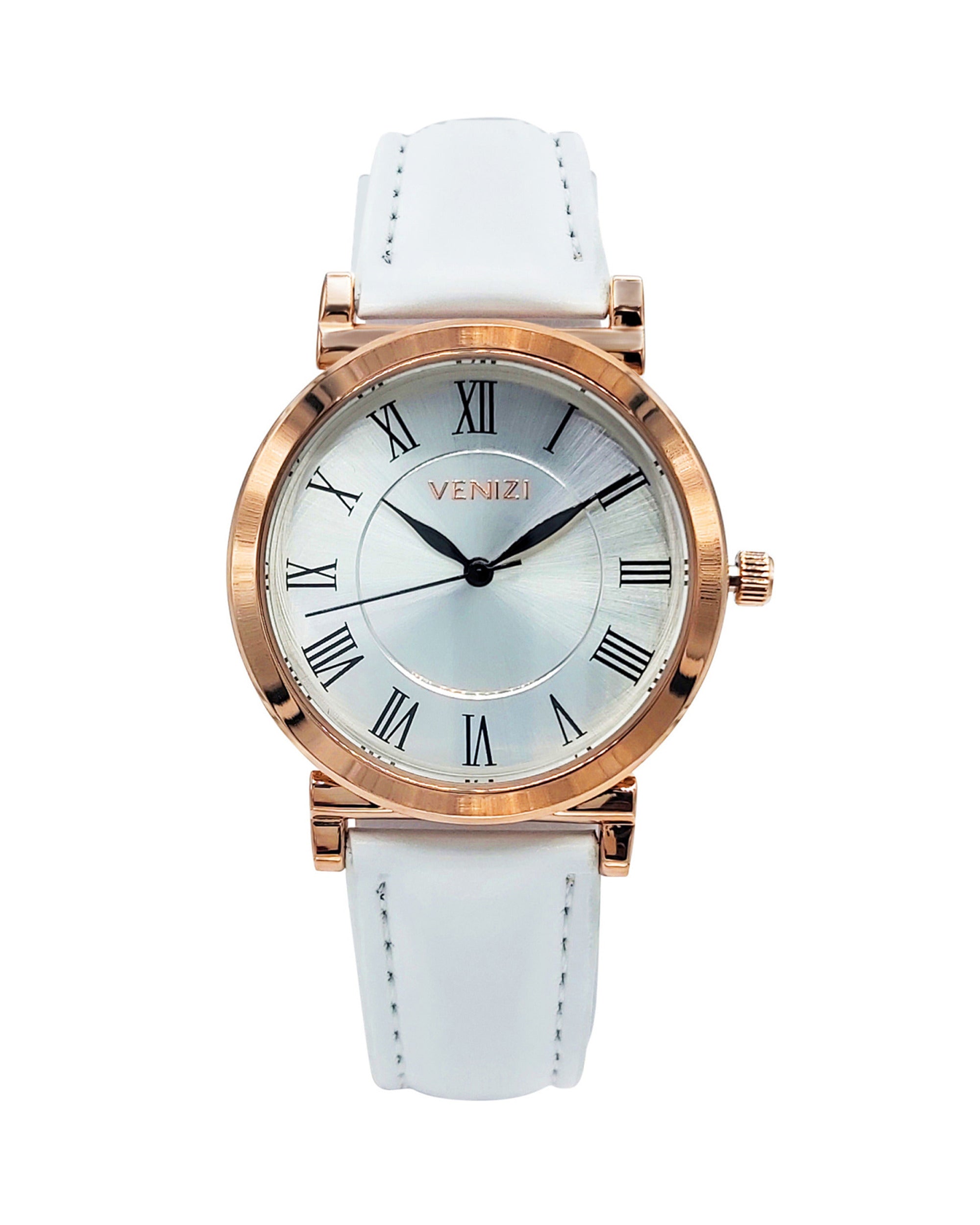 Montre Venizi rosée bracelet cuir blanc