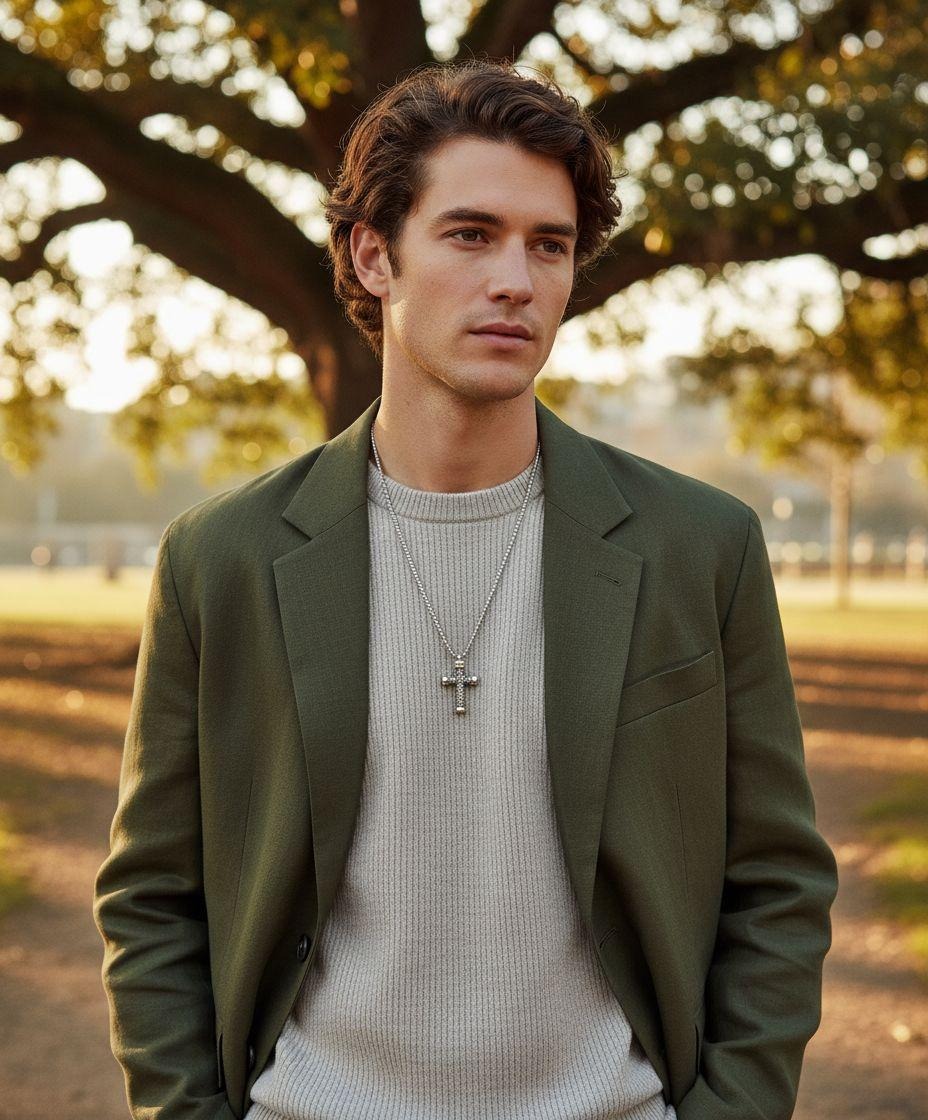 COLLIER EN ACIER PENDENTIF CROIX