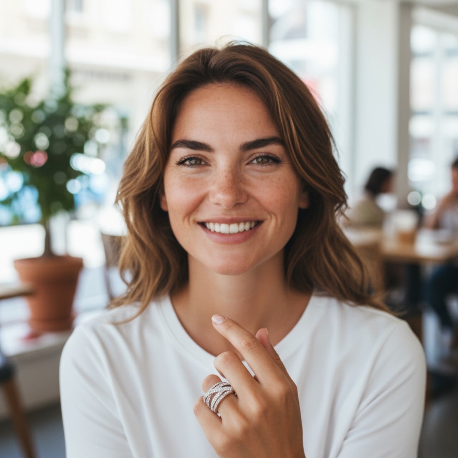 BAGUE EN ACIER 5 RANGS AVEC STRASS