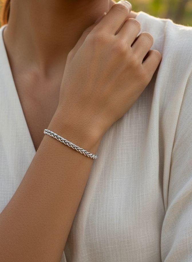 BRACELET EN ACIER MAILLE PALMIER