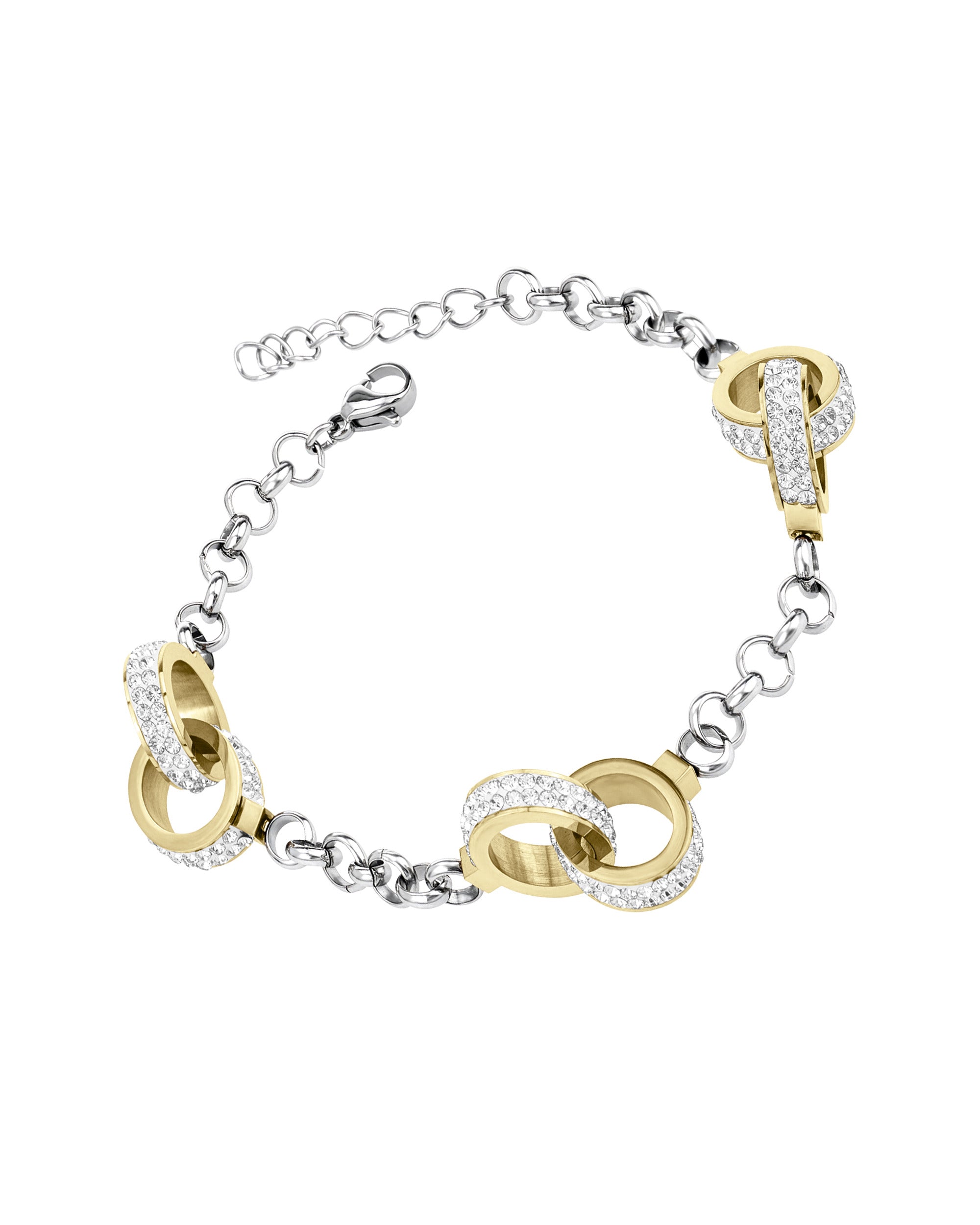 BRACELET EN ACIER ROSE 3 MENOTTES AVEC STRASS