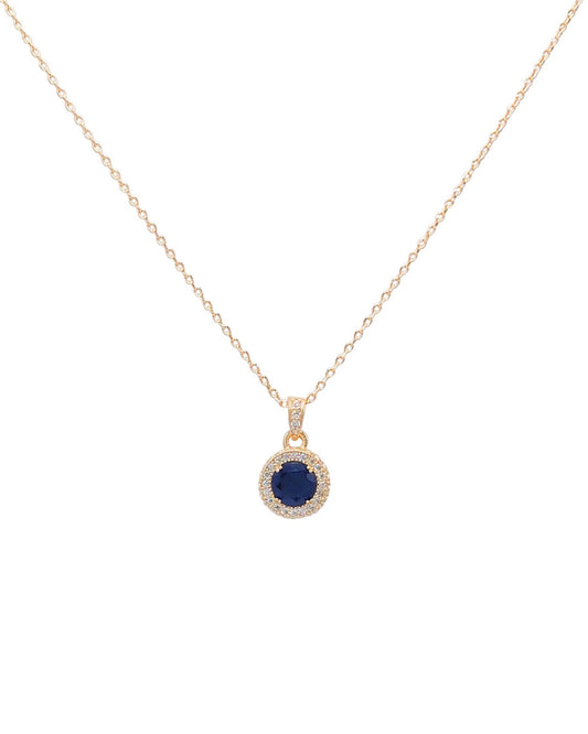 Collier en plaqué or pendentif bleu