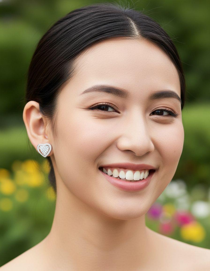 BOUCLES D'OREILLES EN ACIER COEUR AVEC STRASS