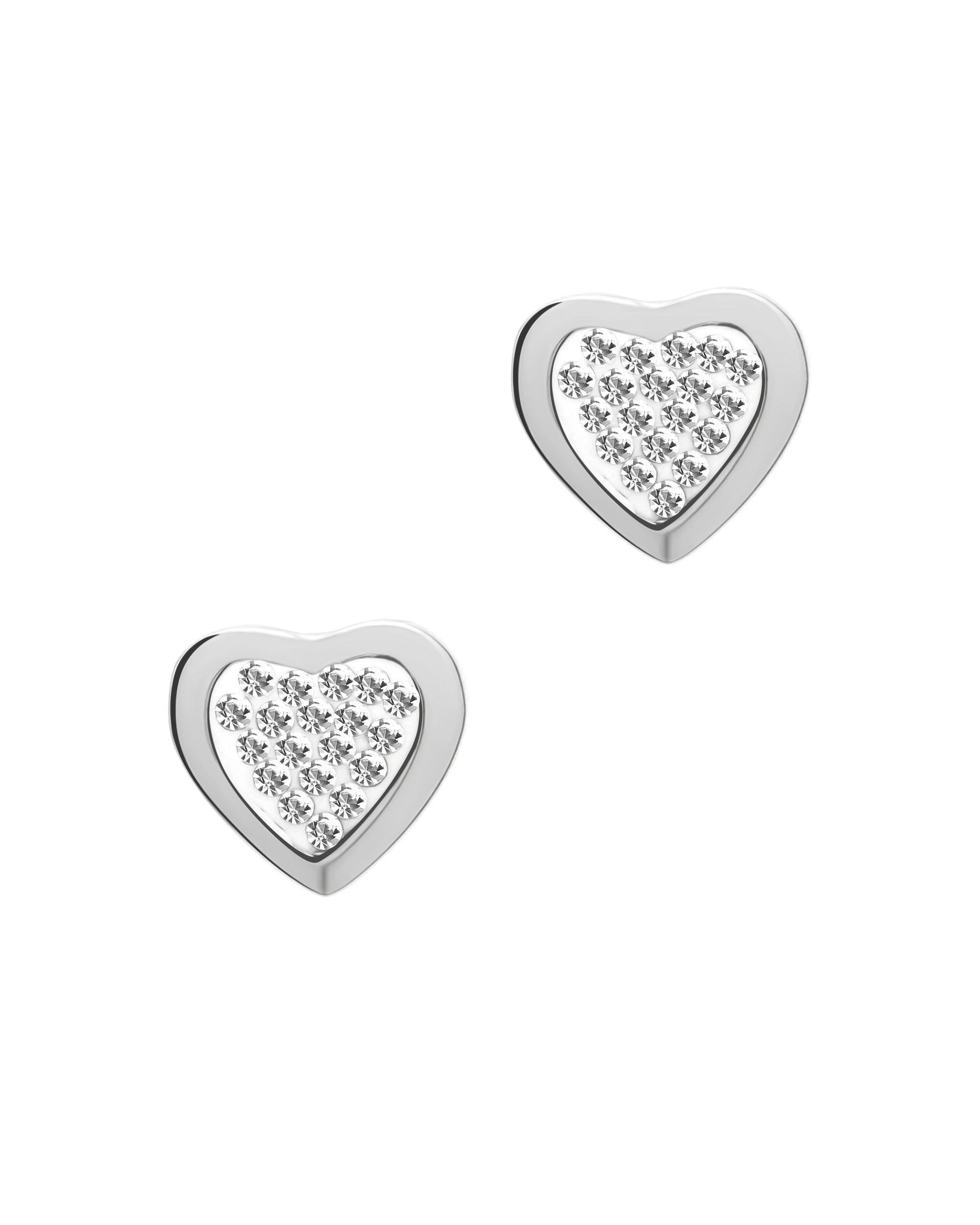 BOUCLES D'OREILLES EN ACIER COEUR AVEC STRASS