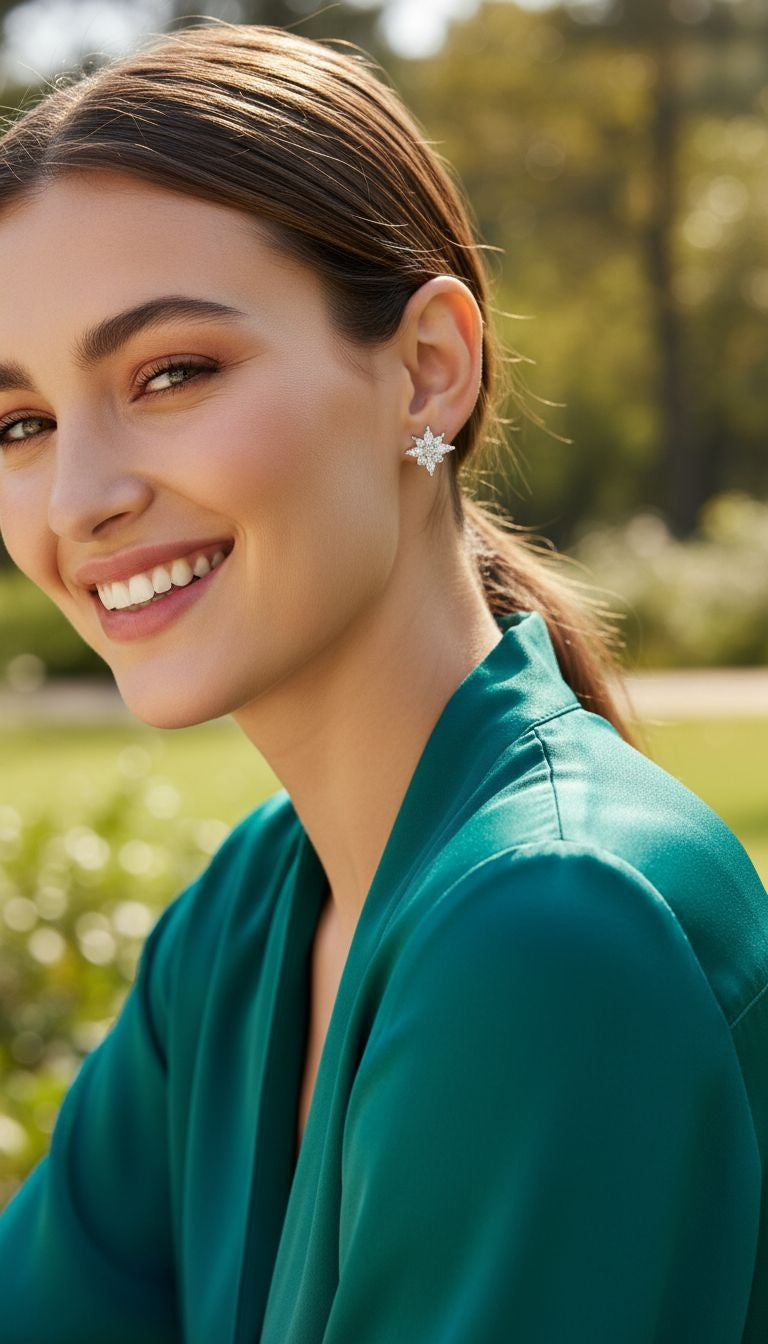 Zilveren bloemoorbellen met zirkonia