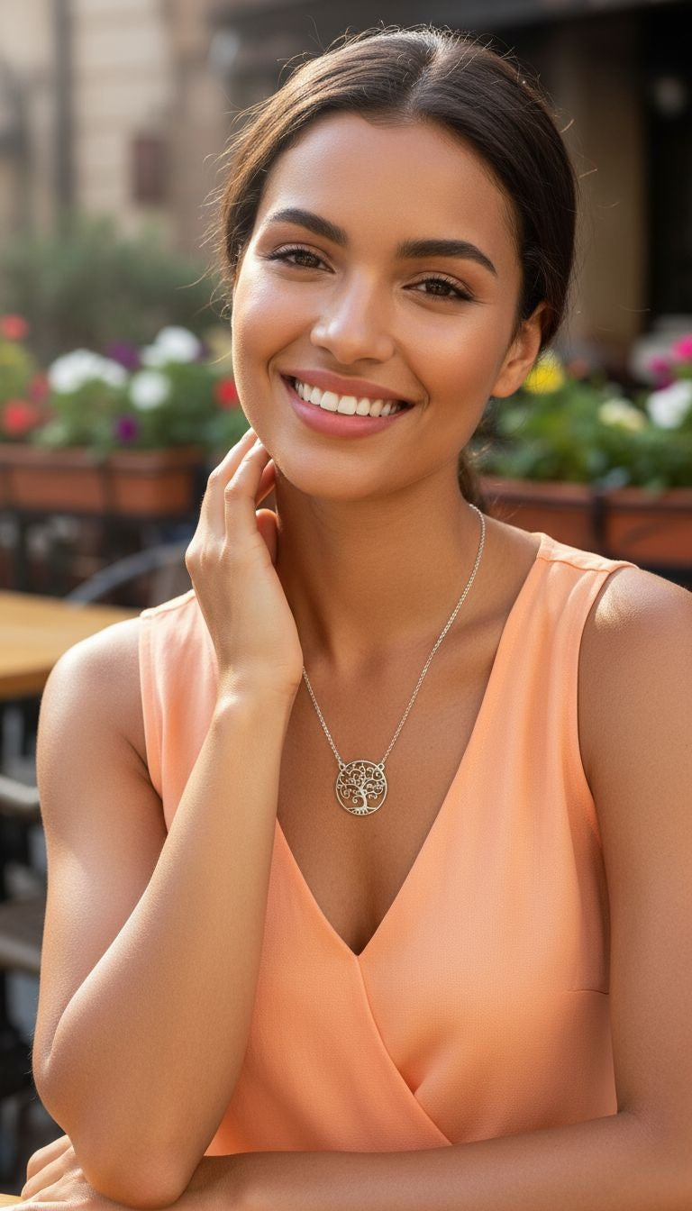 ZILVEREN KETTING MET LEVENSBOOM