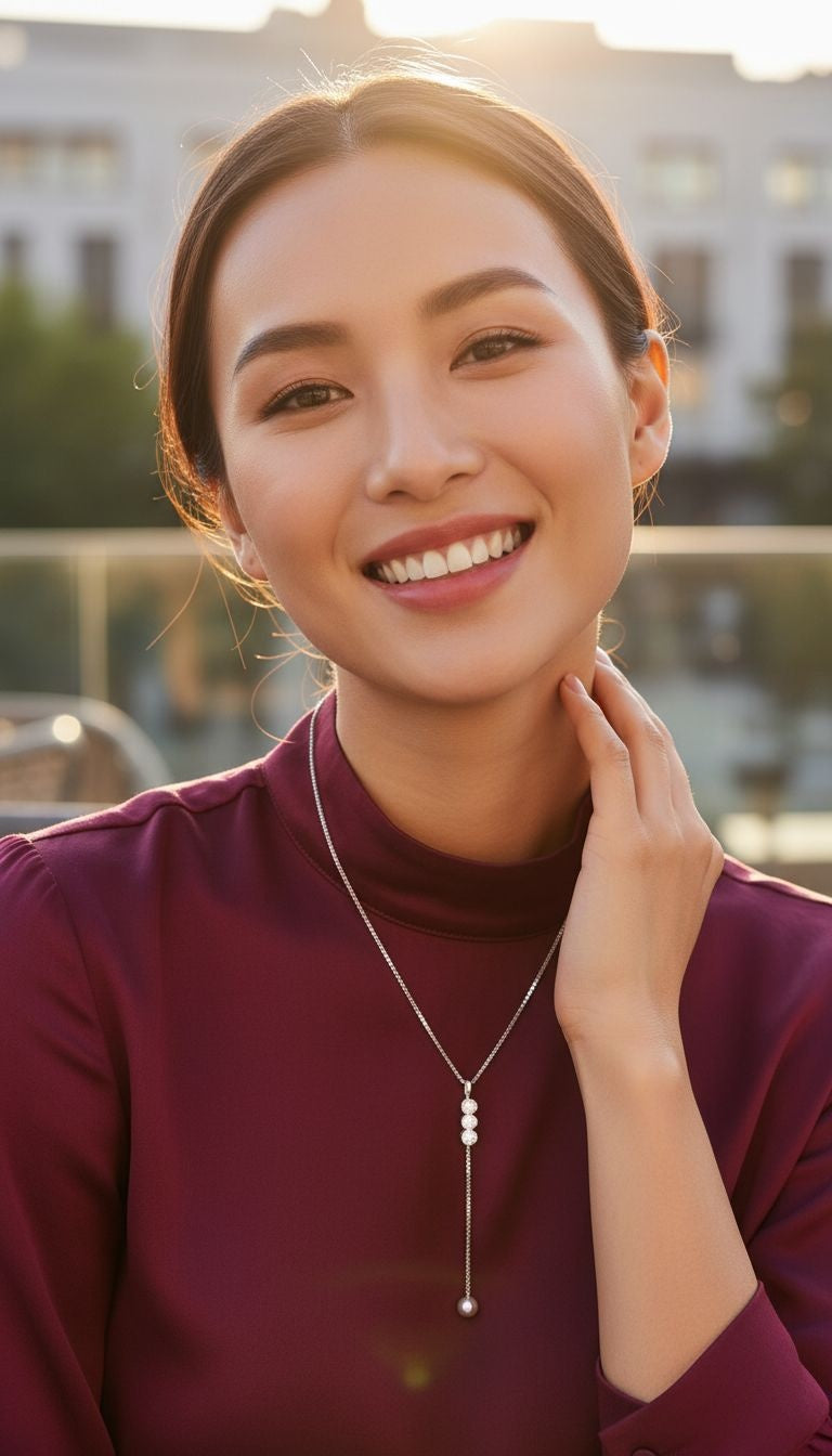 ZILVEREN KETTING MET 3 STENEN