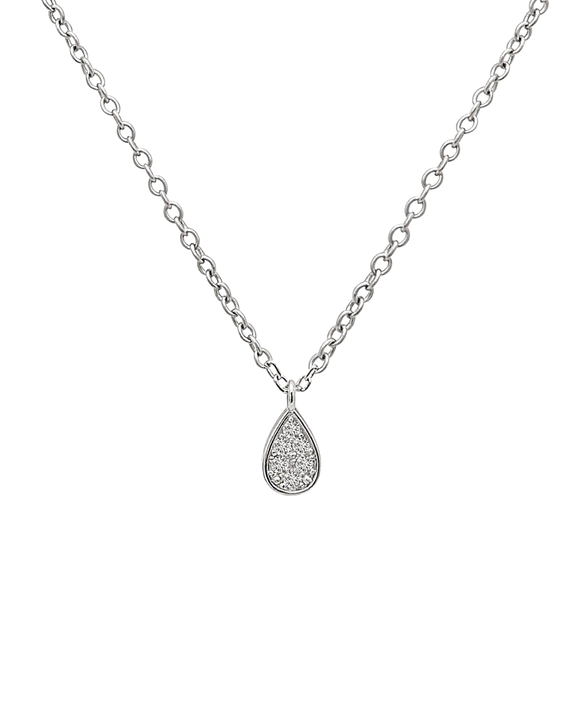 SILVER NECKLACE WITH DROP PENDANT AND STONES