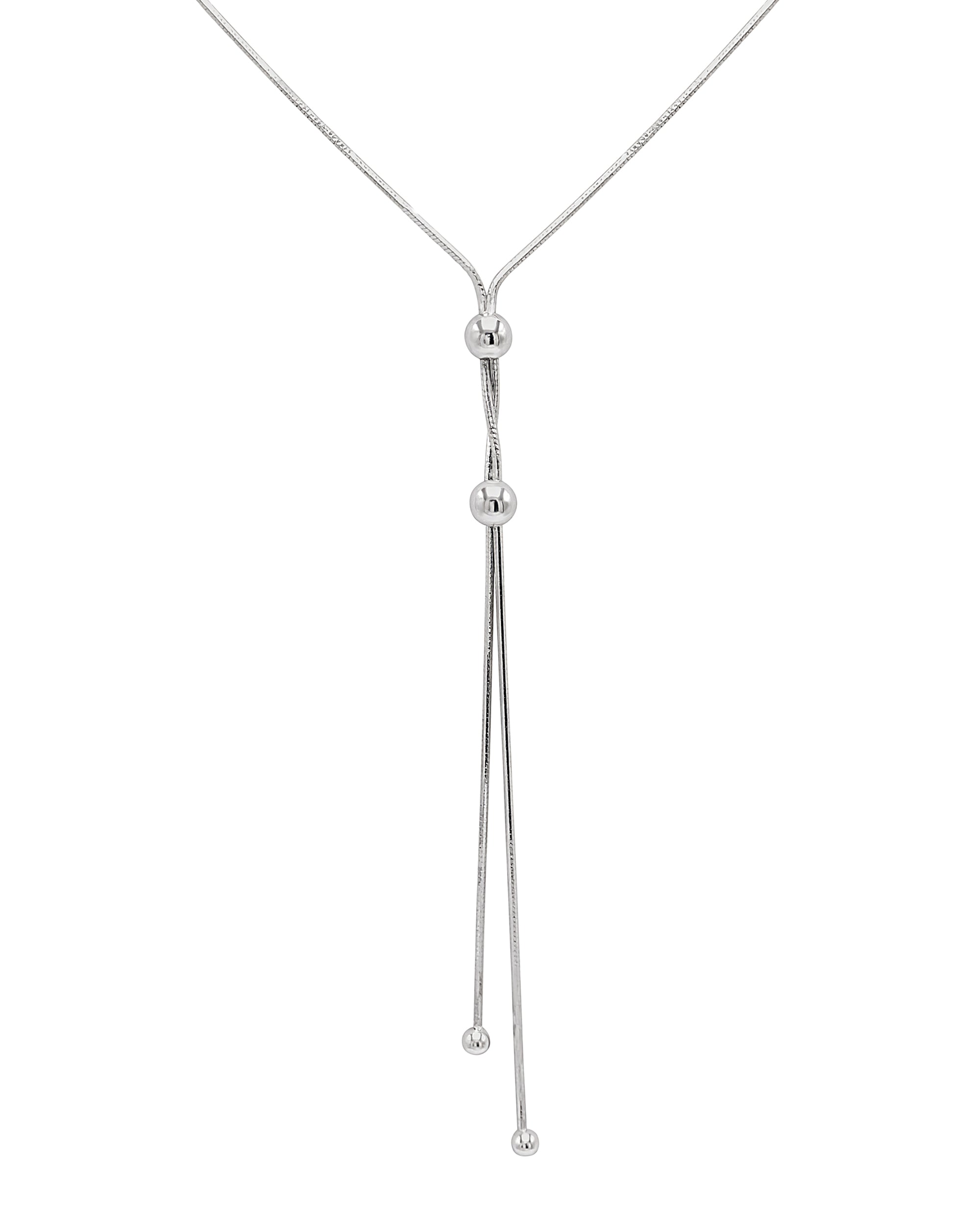 COLLIER EN ARGENT MAILLE PENDANTE AVEC BOULES