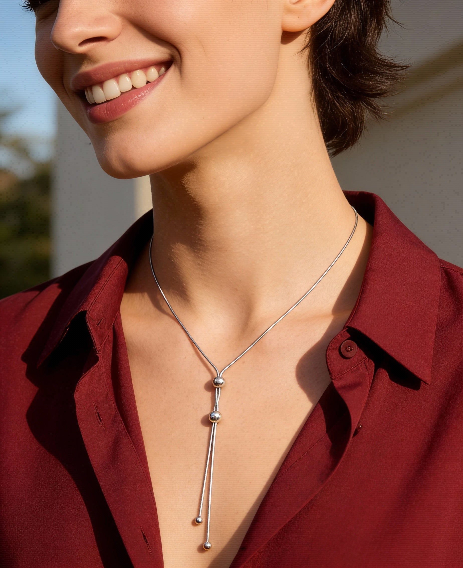 ZILVEREN MESH HANGERKETTING MET BALLEN