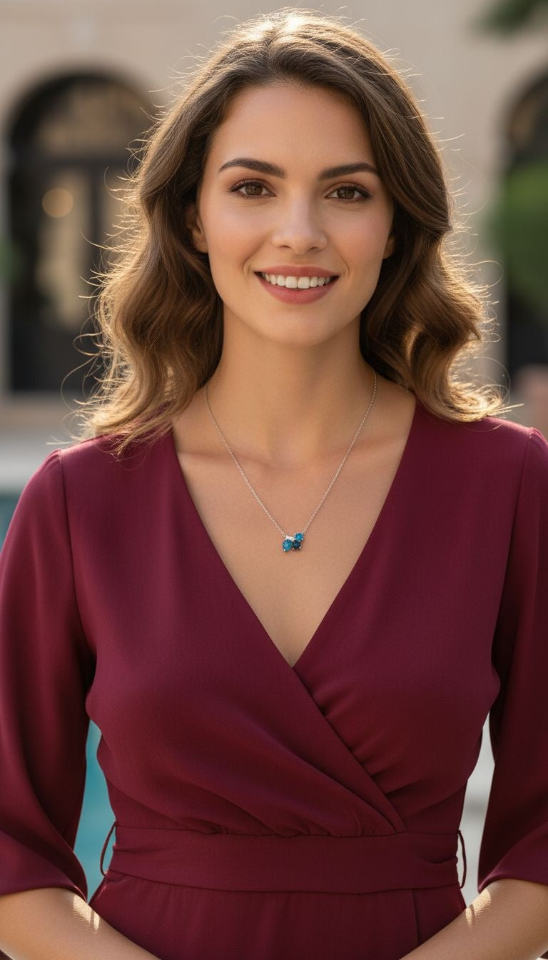 ZILVEREN KETTING MET BLAUWE EN WITTE STEENDESIGN