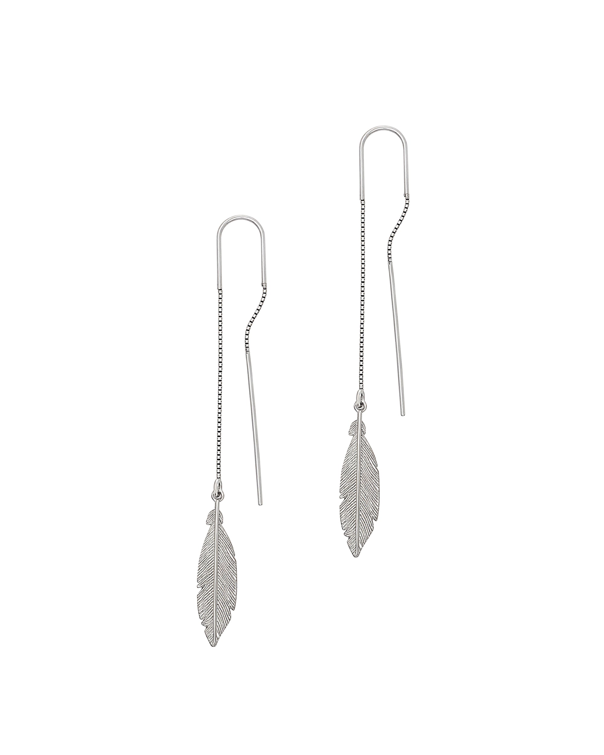 SILVER EARRINGS WITH DANGING FEATHERS