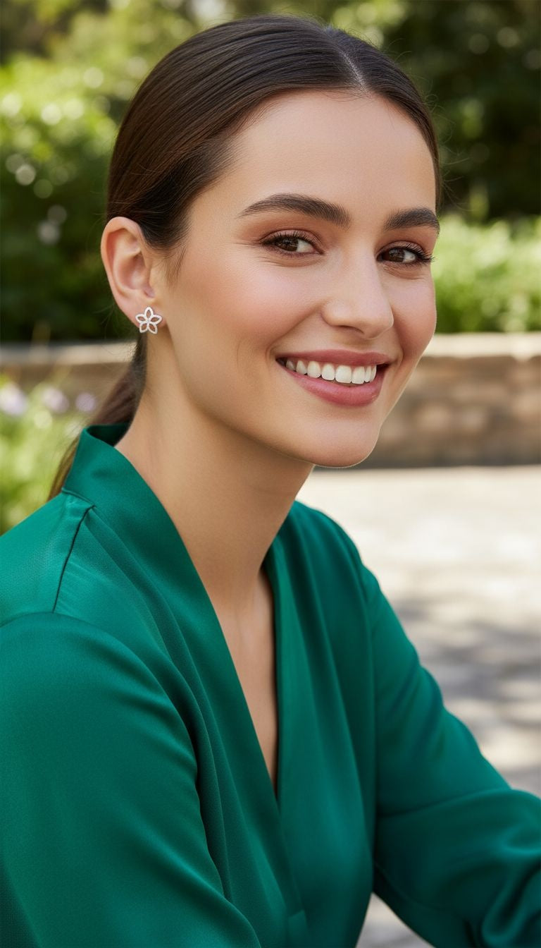 BOUCLES D'OREILLES EN ARGENT FLEUR