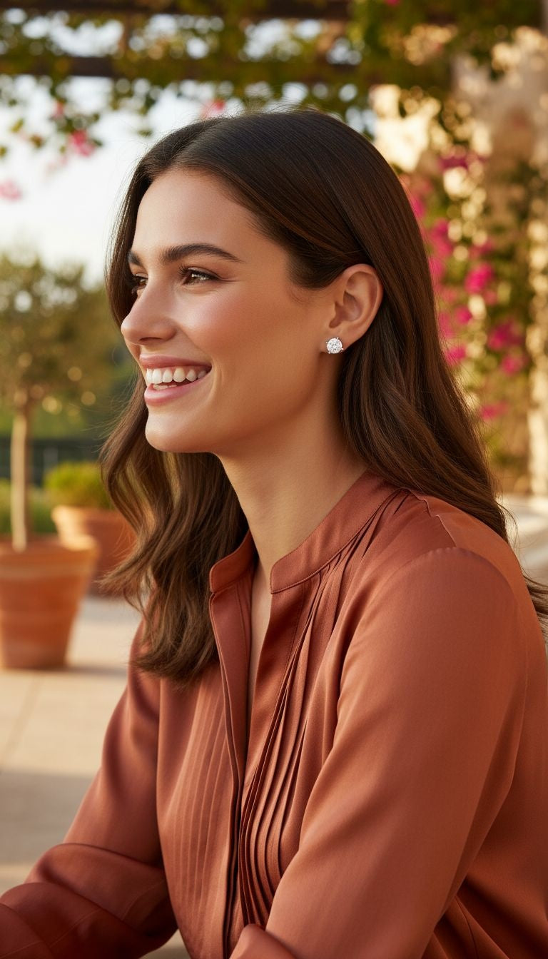 Zilveren solitaire klauwoorbellen