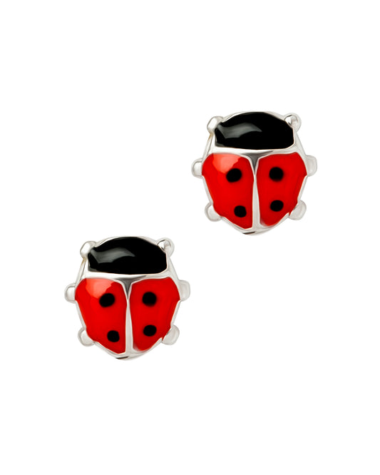 Boucles d'oreilles en argent coccinelles