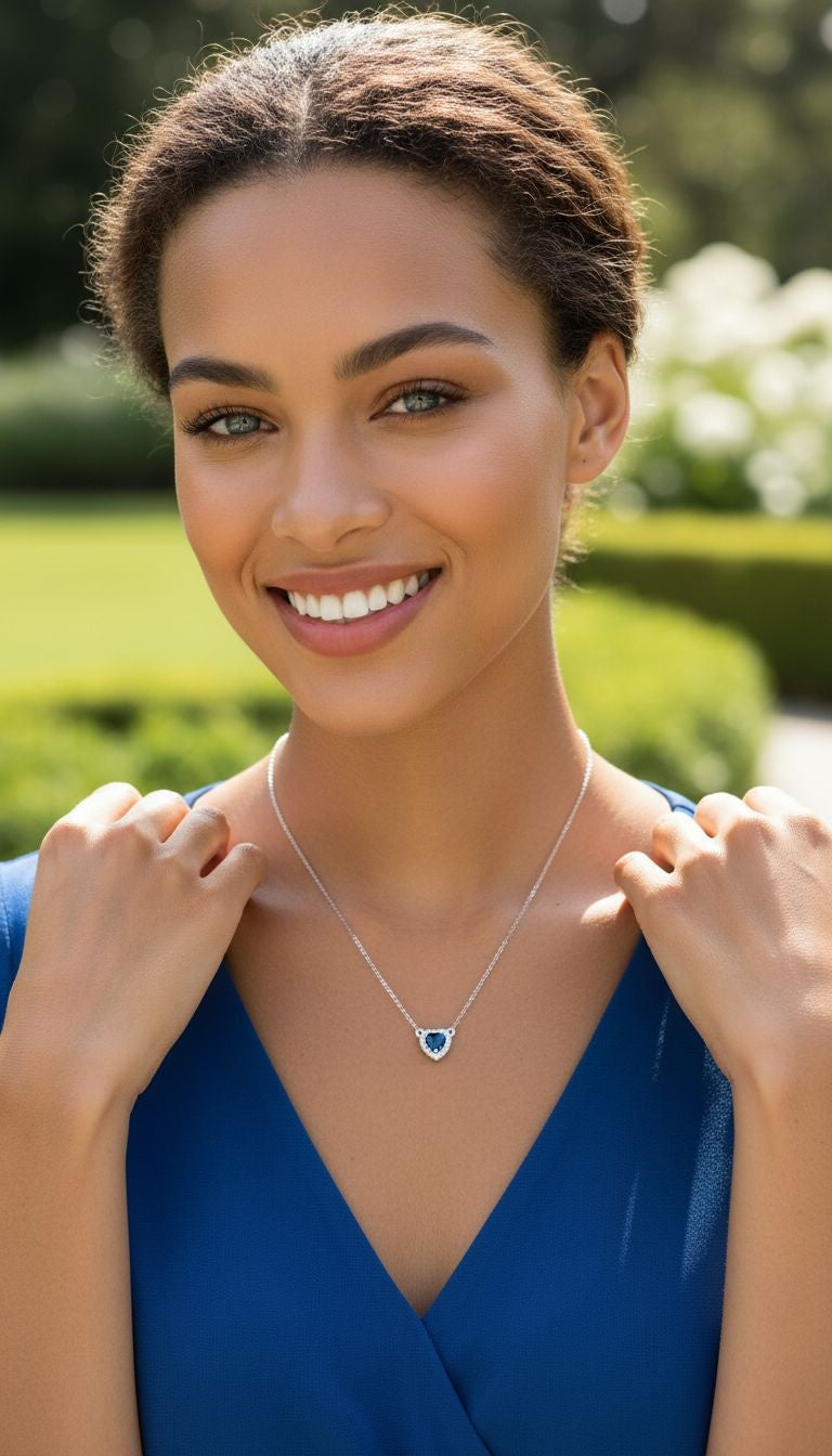 ZILVEREN KETTING MET BLAUW HART