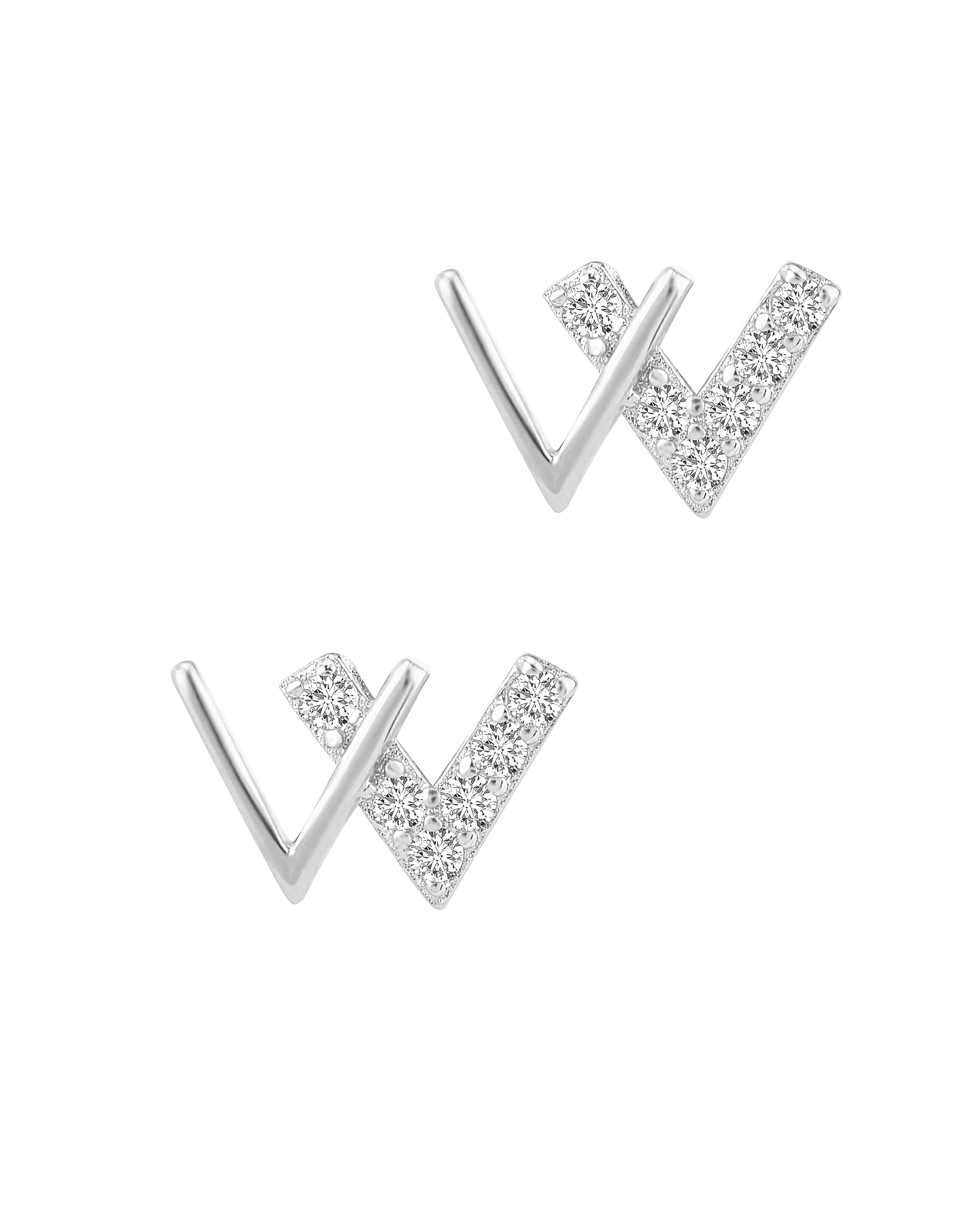 2-PIECE SILVER EARRINGS WITH STONES