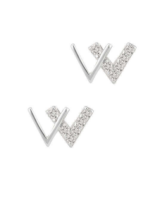 2-piece silver earrings with stones