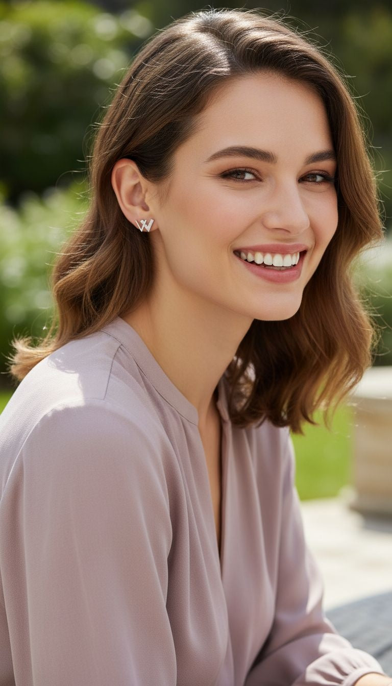 2-delige zilveren oorbellen met stenen