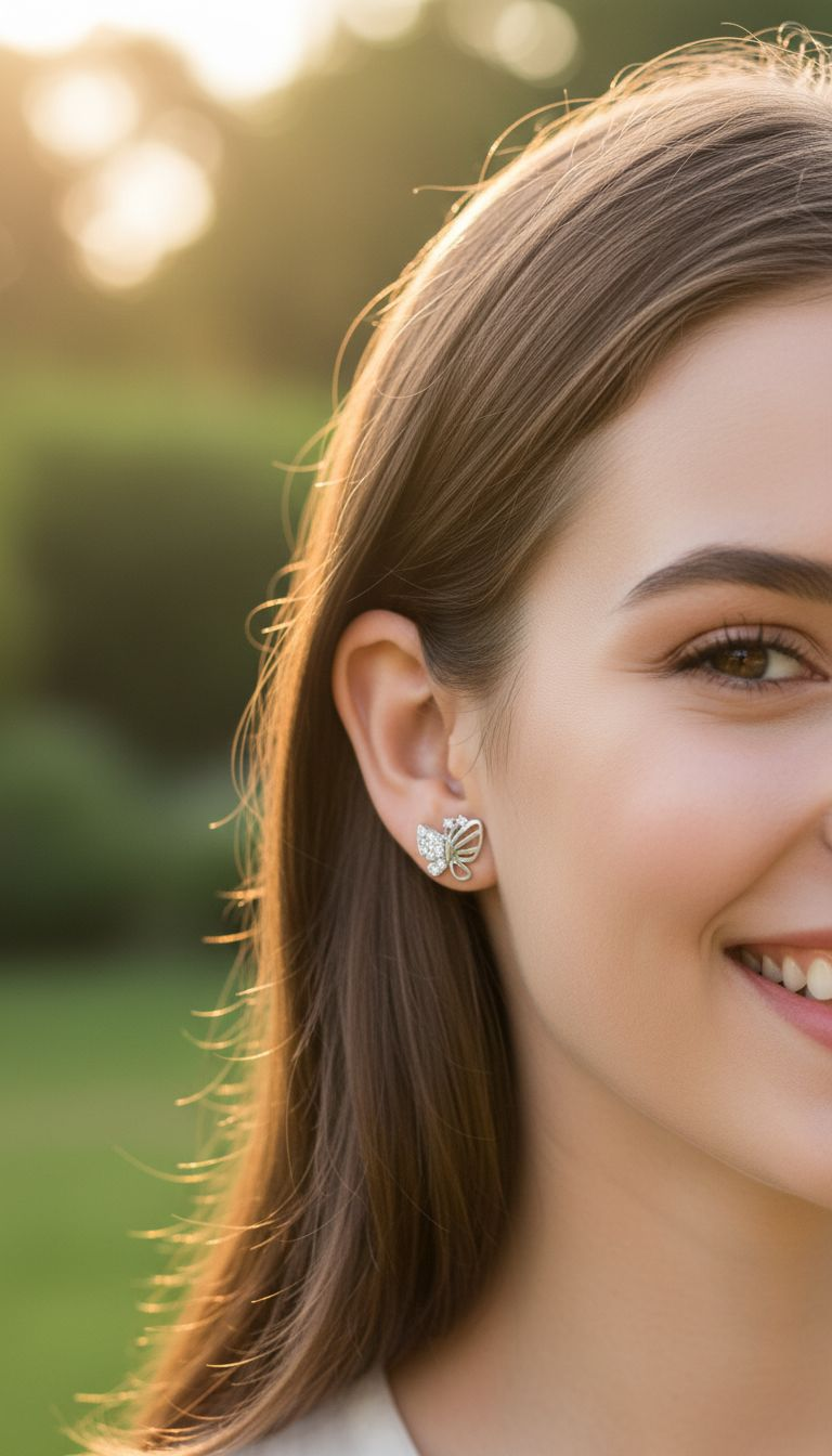 Zilveren vlinderoorbellen met steentjes