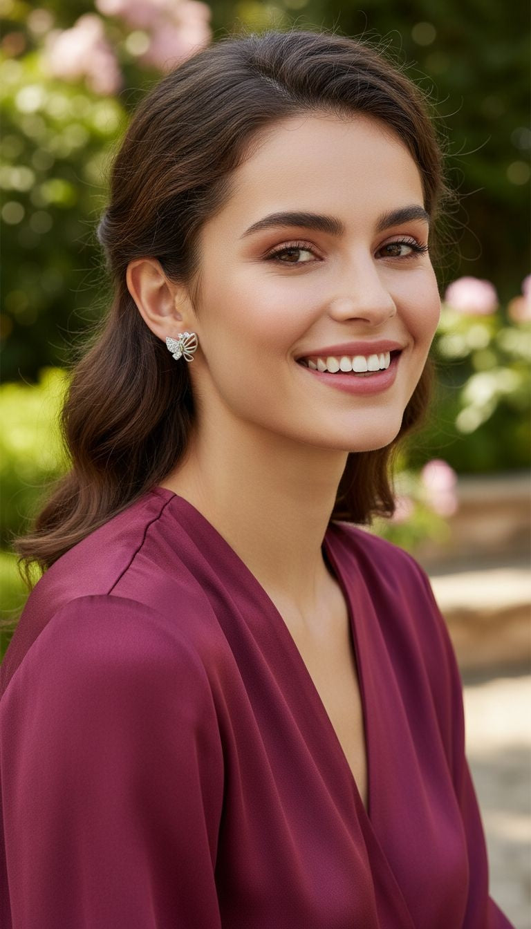 BOUCLES D'OREILLES EN ARGENT PAPILLON AVEC PIERRES