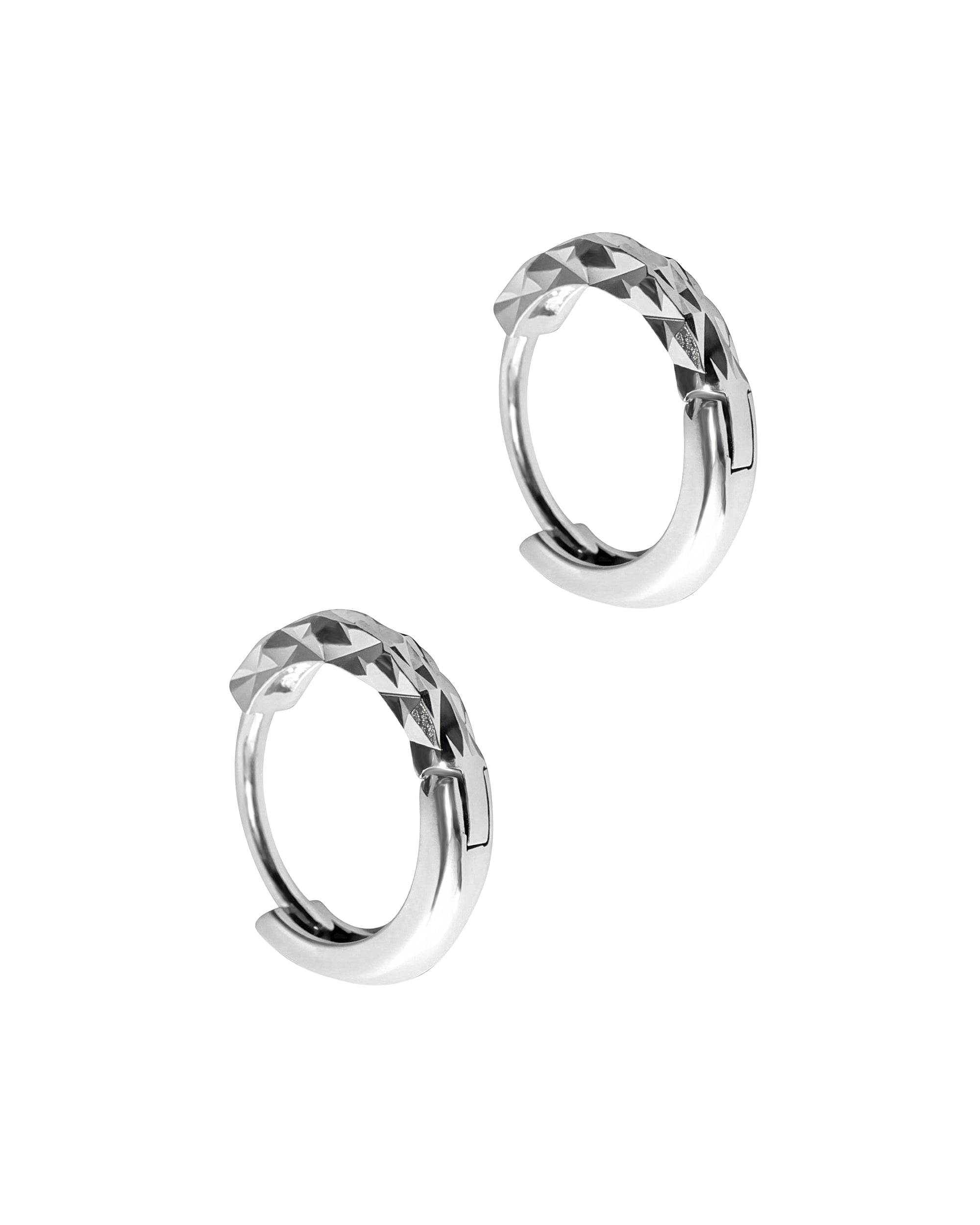 Hammered silver hoop earrings, 1.3 cm
