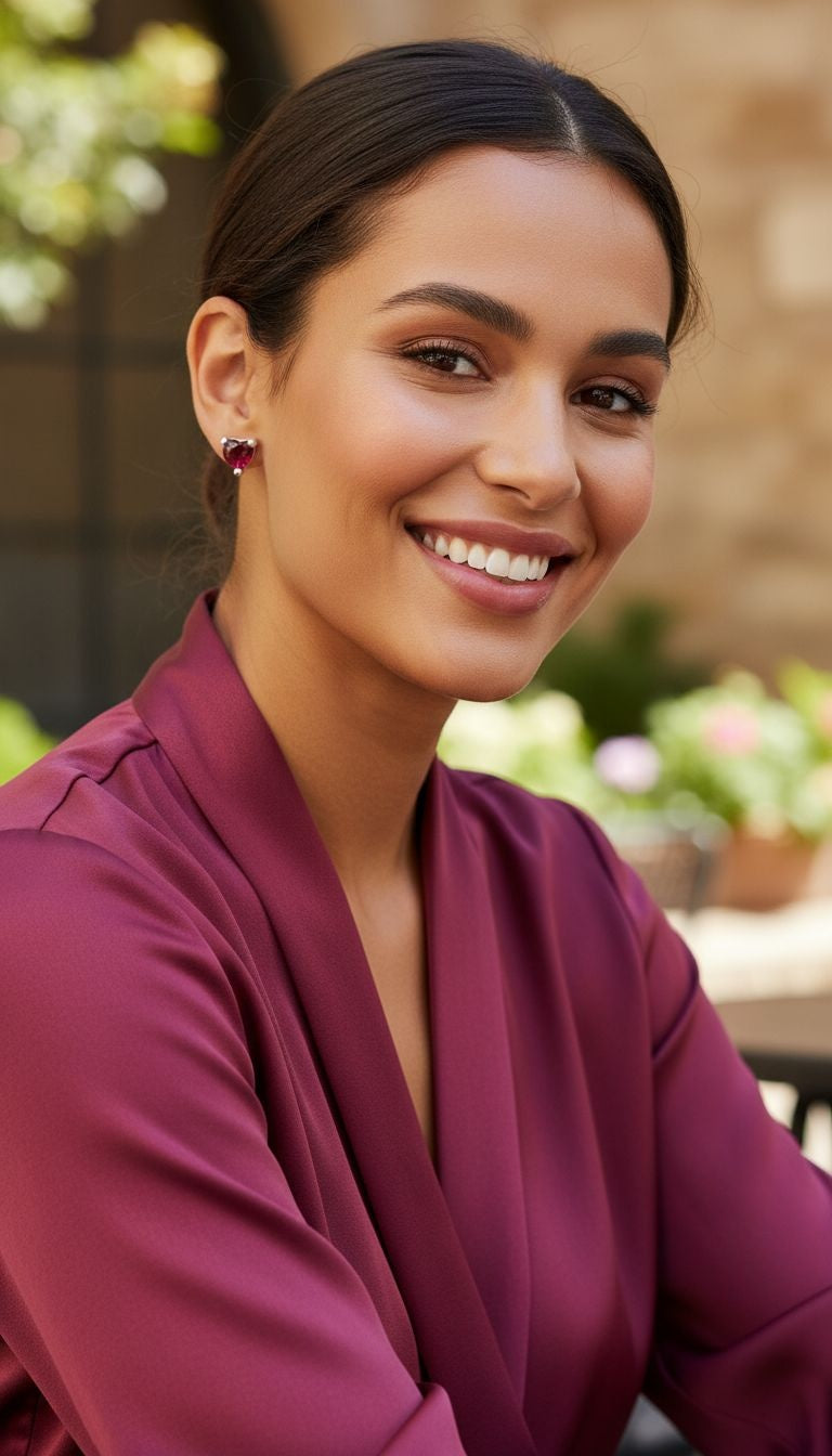 ZILVEREN OORBELLEN MET ROOD HART