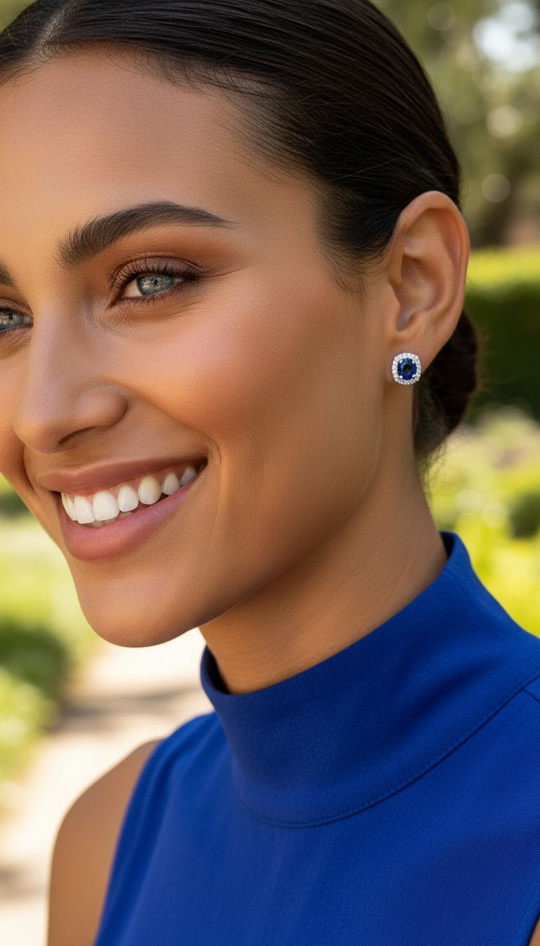 Zilveren solitaire oorbellen met blauwe en stenen