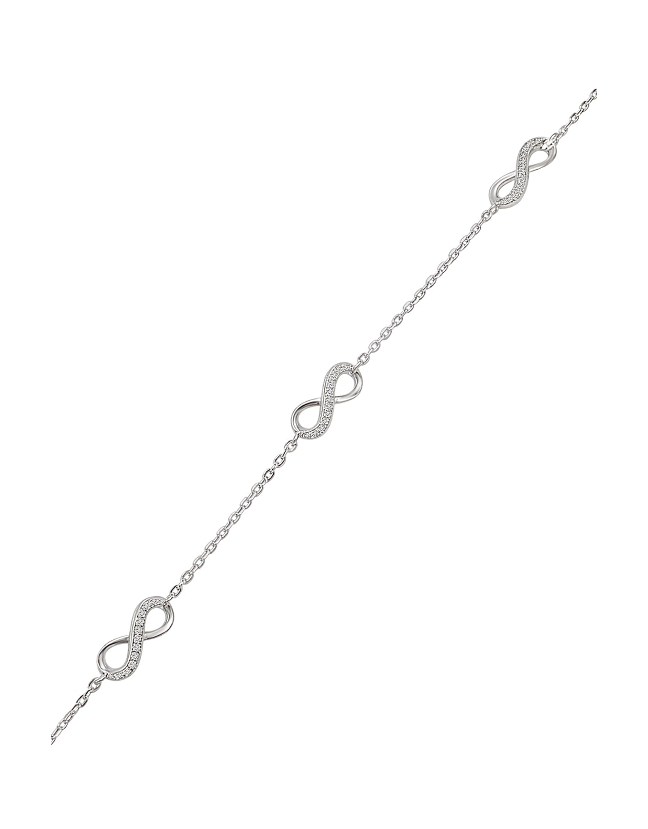 BRACELET EN ARGENT 3 INFINIS AVEC PIERRES