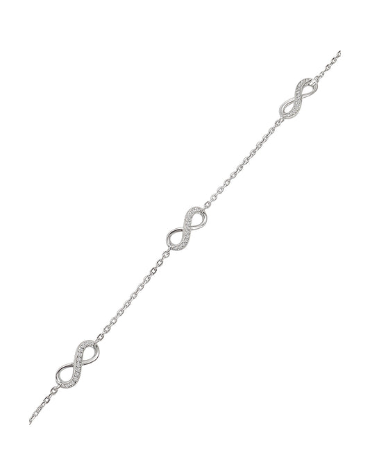 Bracelet en argent 3 infinis avec pierres