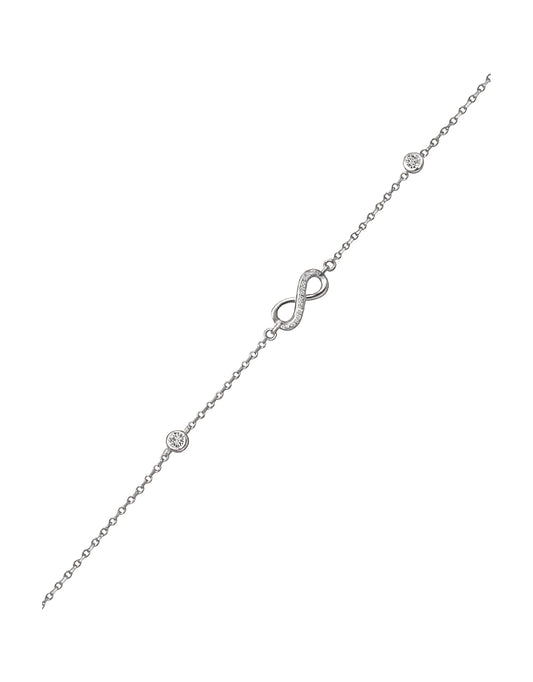 Infinity and solitary silver bracelet