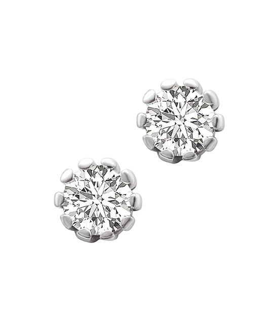 Boucles d'oreilles en argent solitaire 4 mm