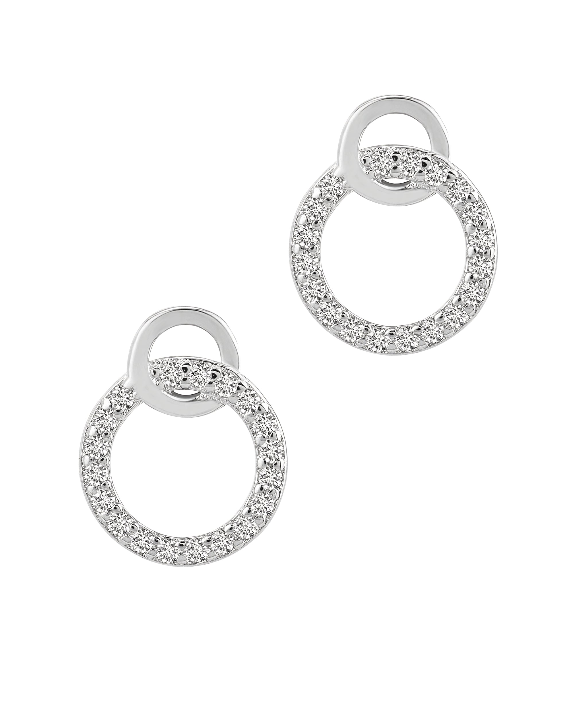 SILVER EARRINGS WITH A CIRCLE SET WITH STONES