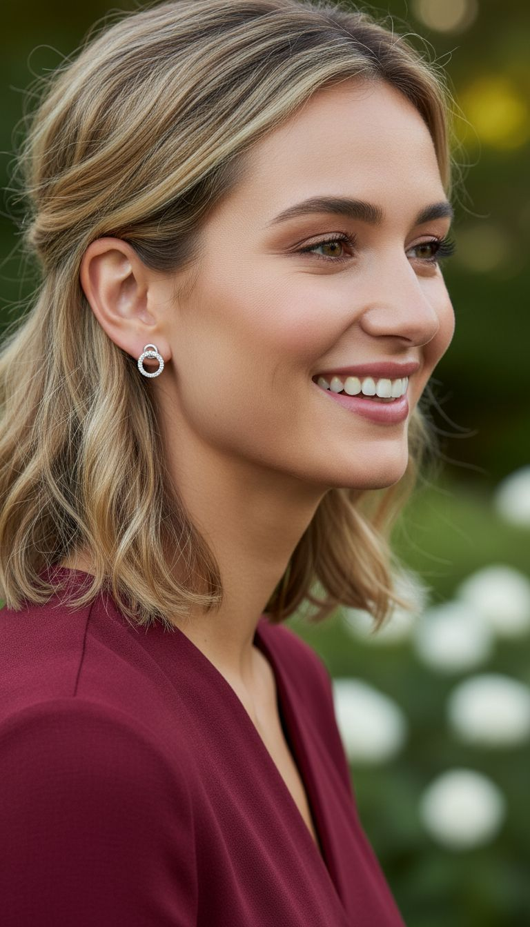 SILVER EARRINGS WITH A CIRCLE SET WITH STONES