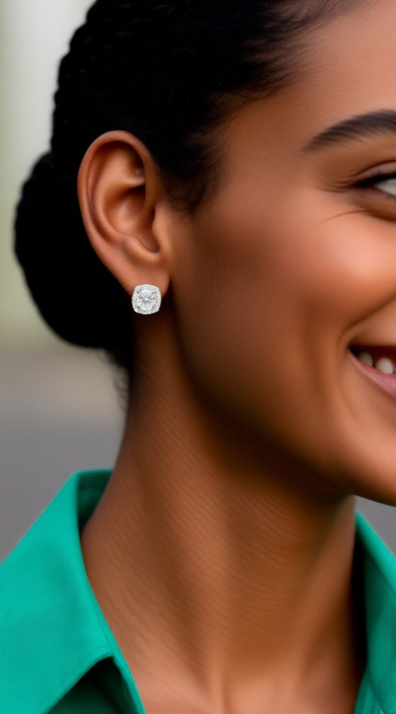 Zilveren solitaire stenen oorbellen