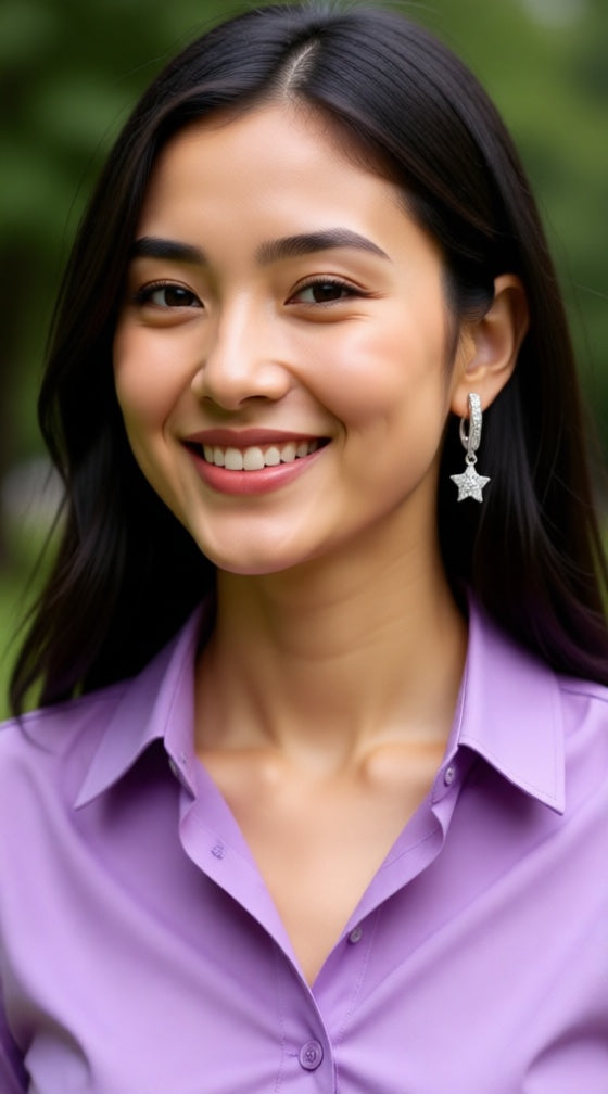 ZILVEREN OORBELLEN MET STENEN VAN 1 CM EN EEN VERMOEIENDE STER