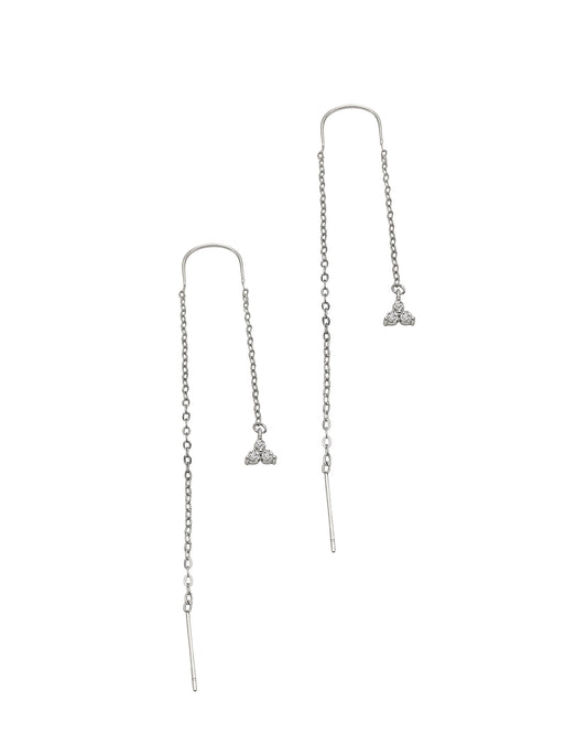 Boucles d'oreilles en argent petit triangle pendant avec pierres
